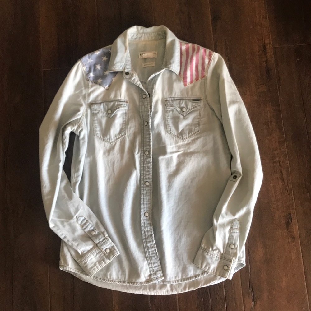Bullhead USA denim snap shirt
